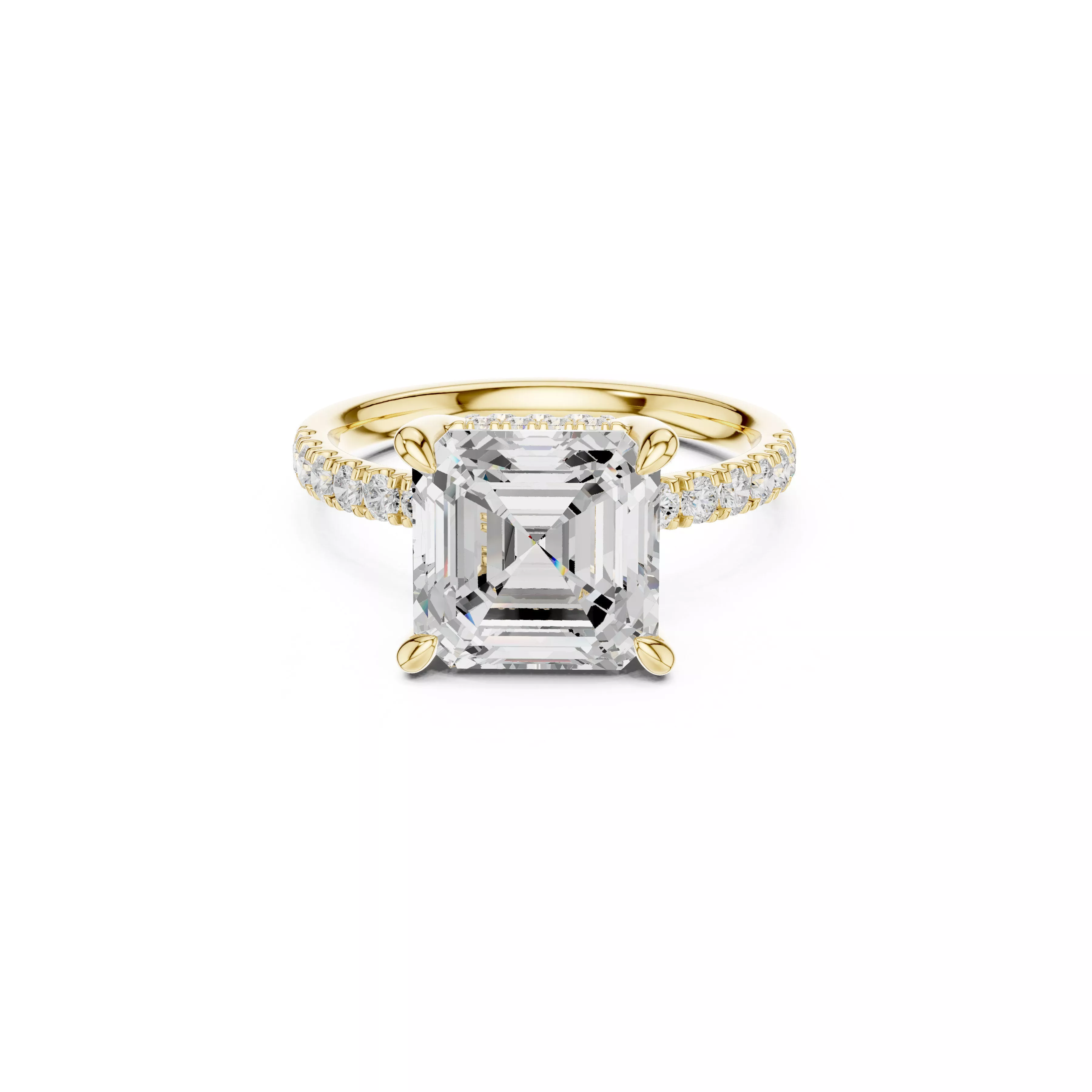 Asscher Cut Solitaire Engagement Ring CAD 3D print model