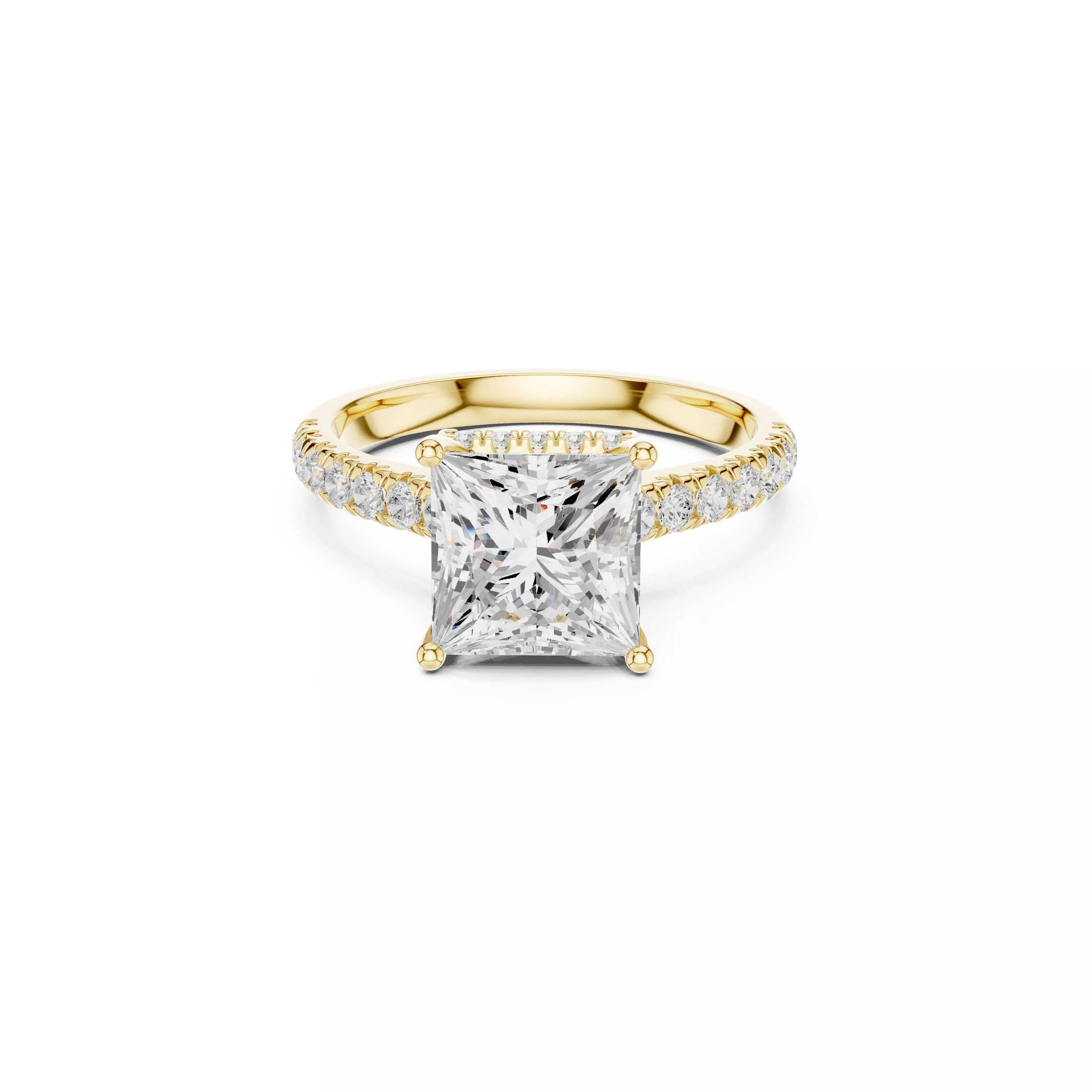 Princess Cut Solitaire Diamond Ring CAD 3D print model