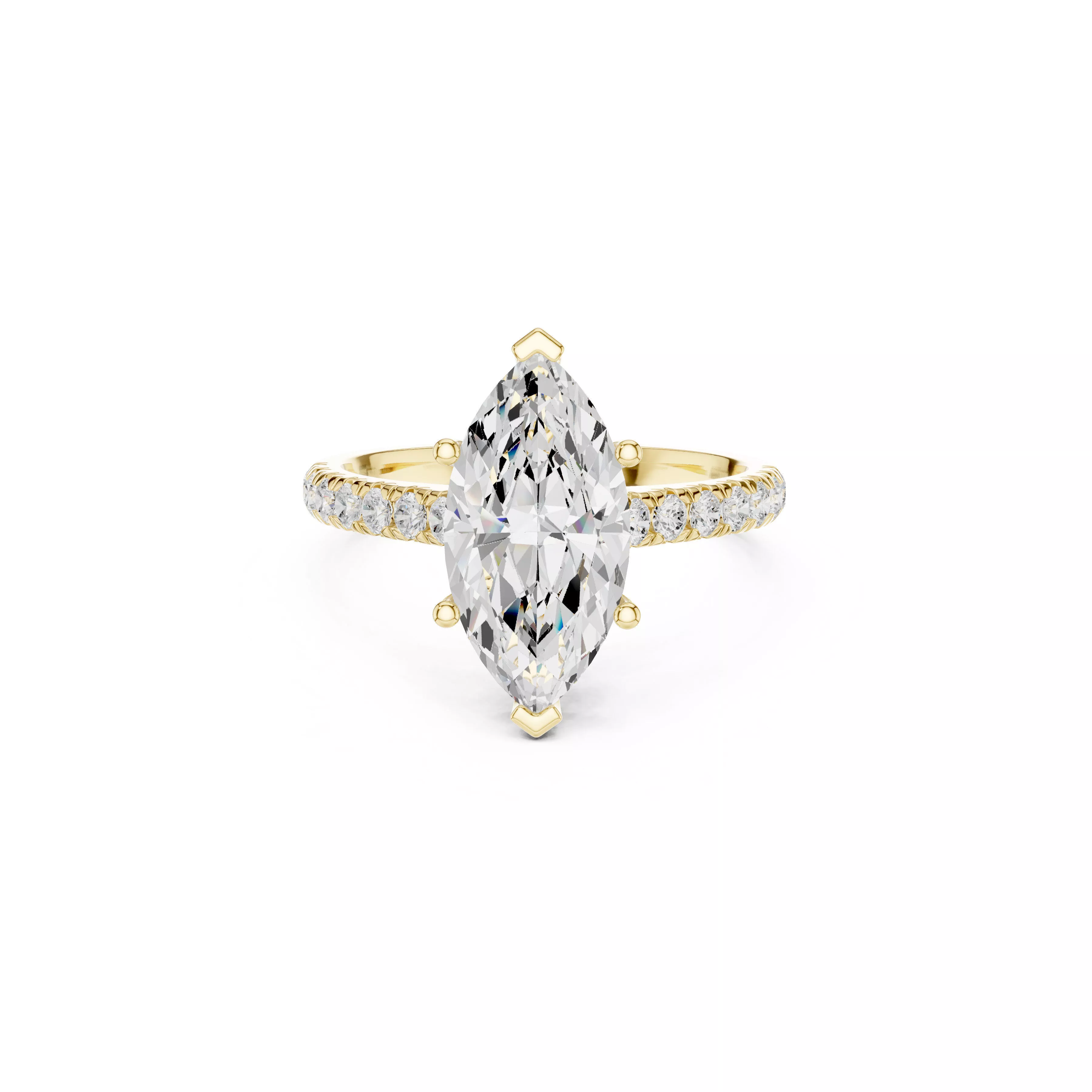 Marquise Cut Solitaire Engagement Ring CAD 3D print model