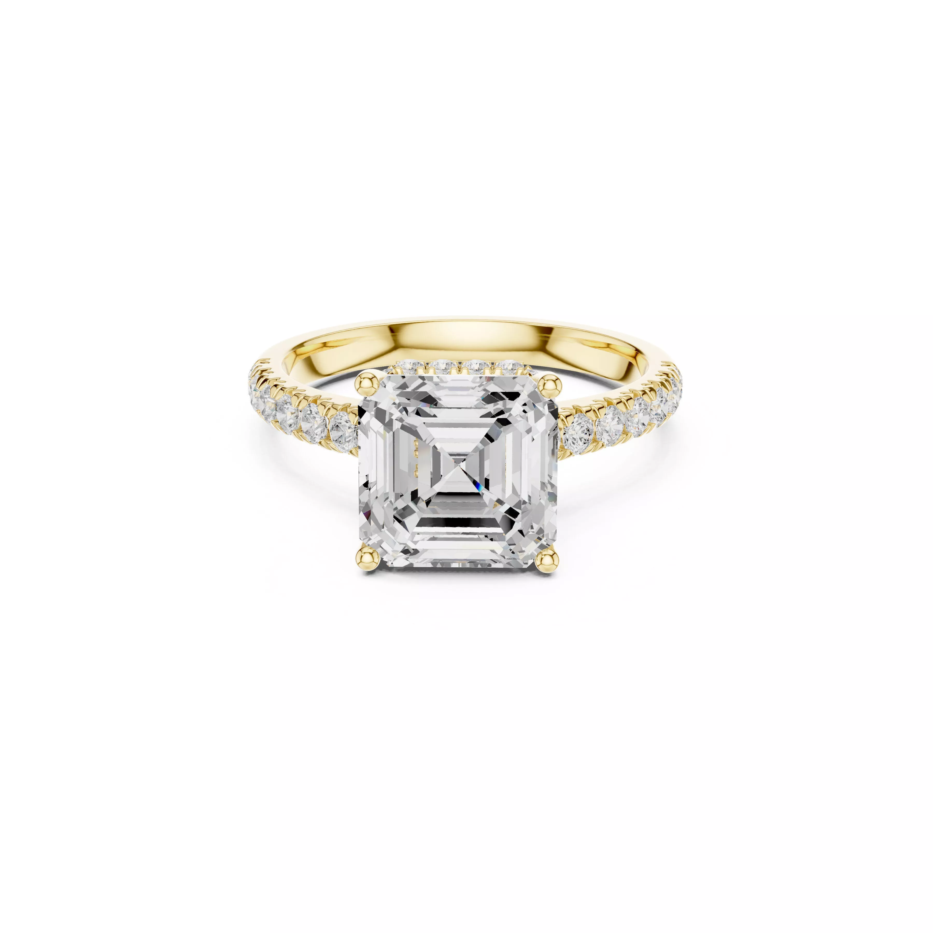 Jewelry Asscher Cut Solitaire Engagement Ring CAD 3D print model
