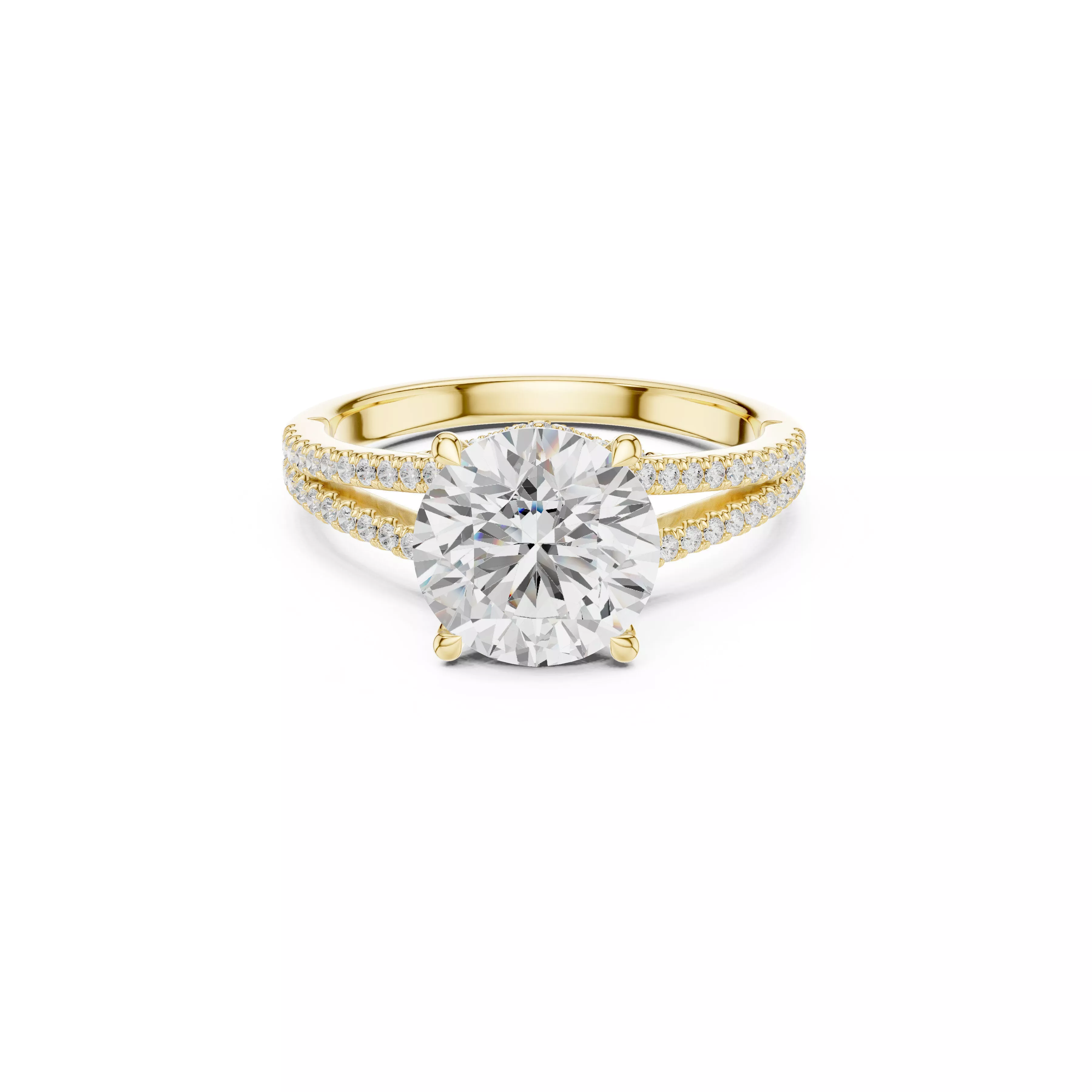 Split Shank Round Solitaire Engagement Ring CAD 3D print model