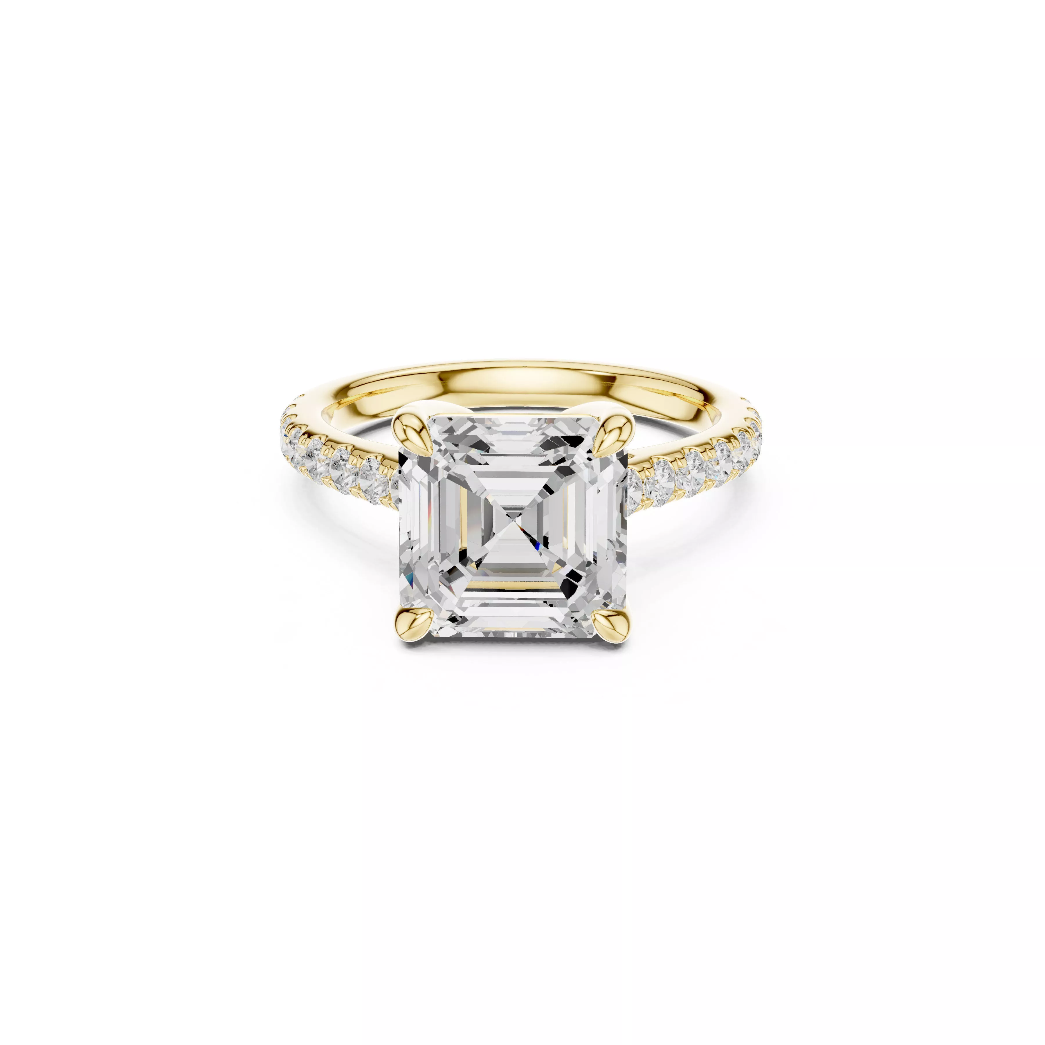 Asscher Cut Solitaire Diamond Engagement Ring CAD 3D print model