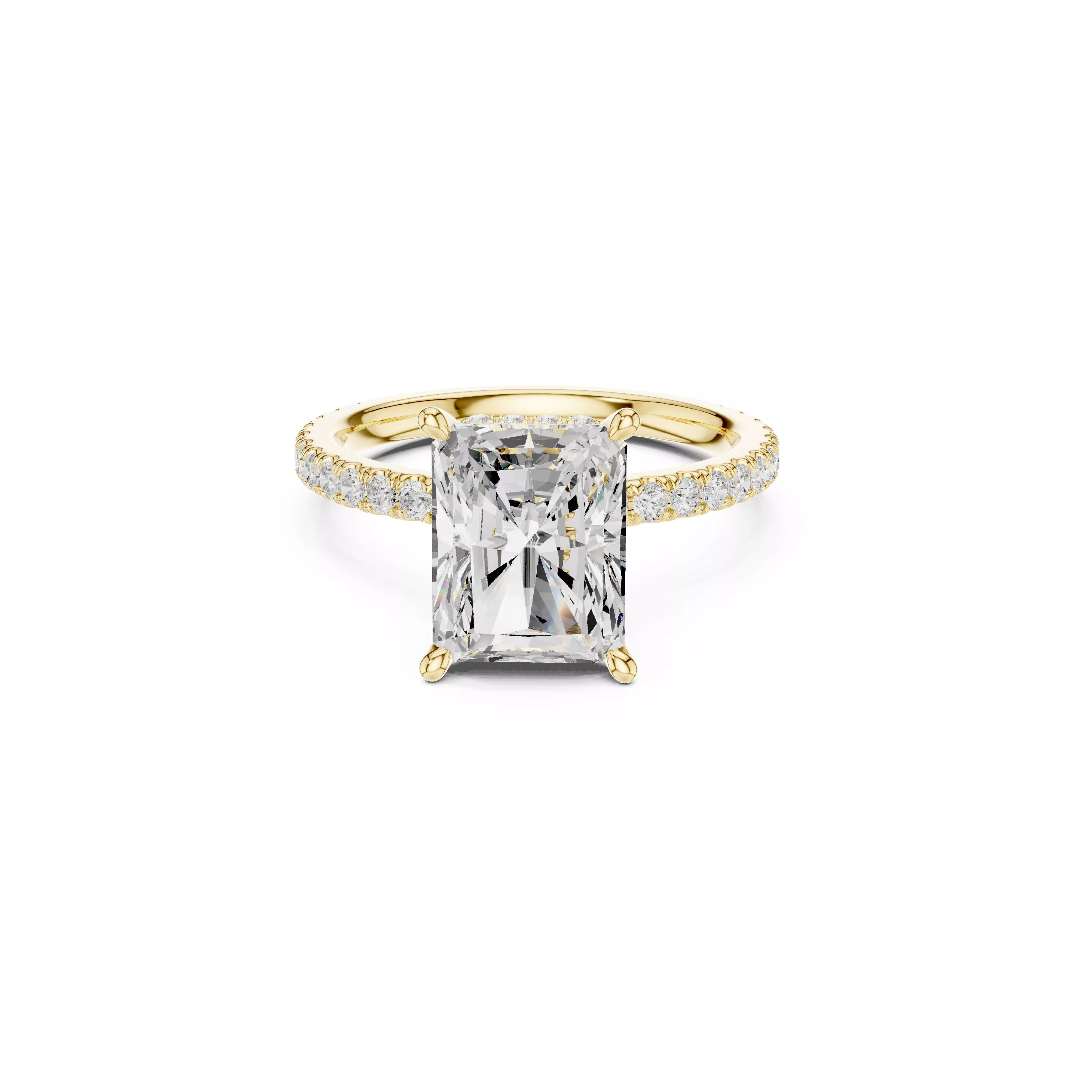 Radiant Cut Solitaire Diamond Engagement Ring CAD 3D print model