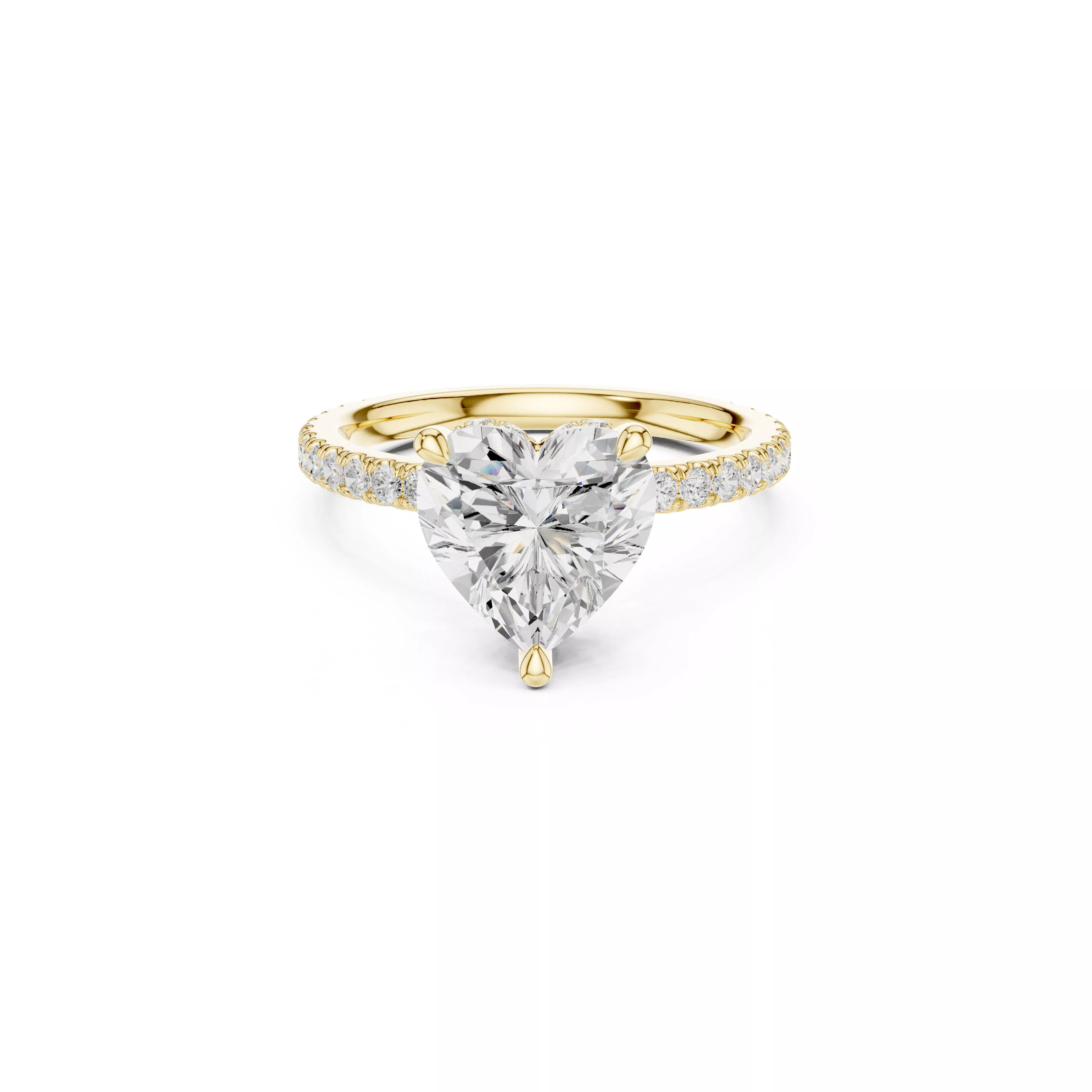 Heart Cut Solitaire Diamond Engagement Ring CAD 3D print model