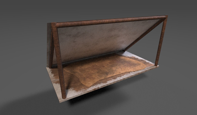 Snowy Wooden Tent  Free low-poly 3D model
