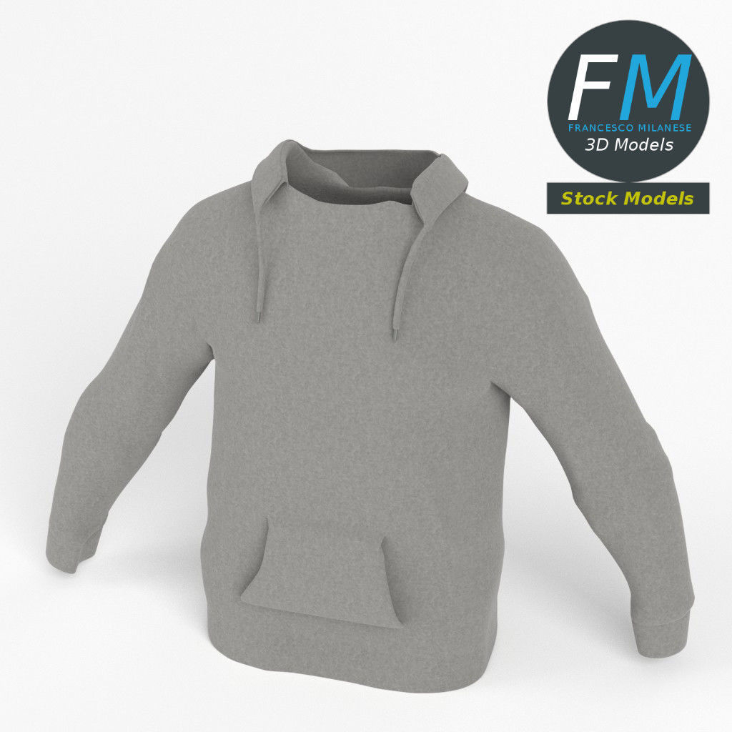 Hooded sweater sweatshirt 3D model_2