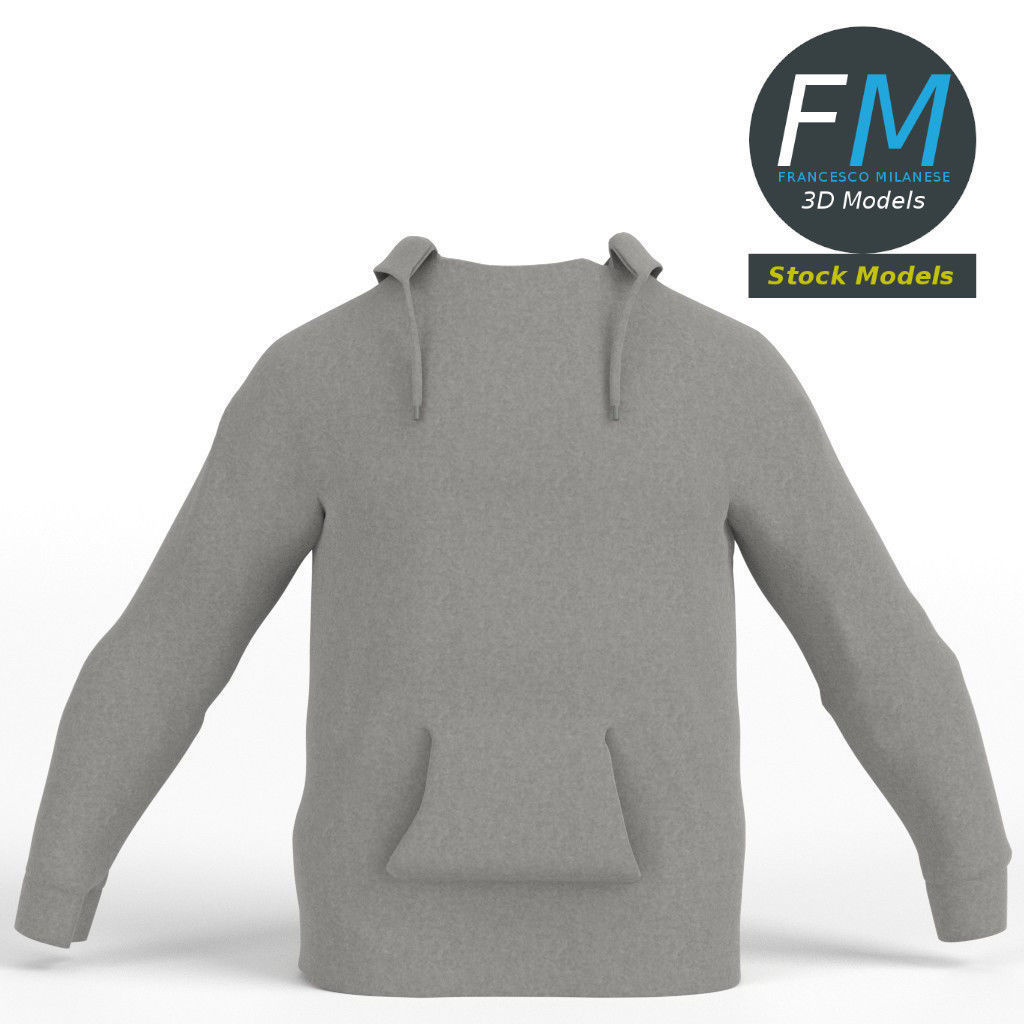 Hooded sweater sweatshirt 3D model_3