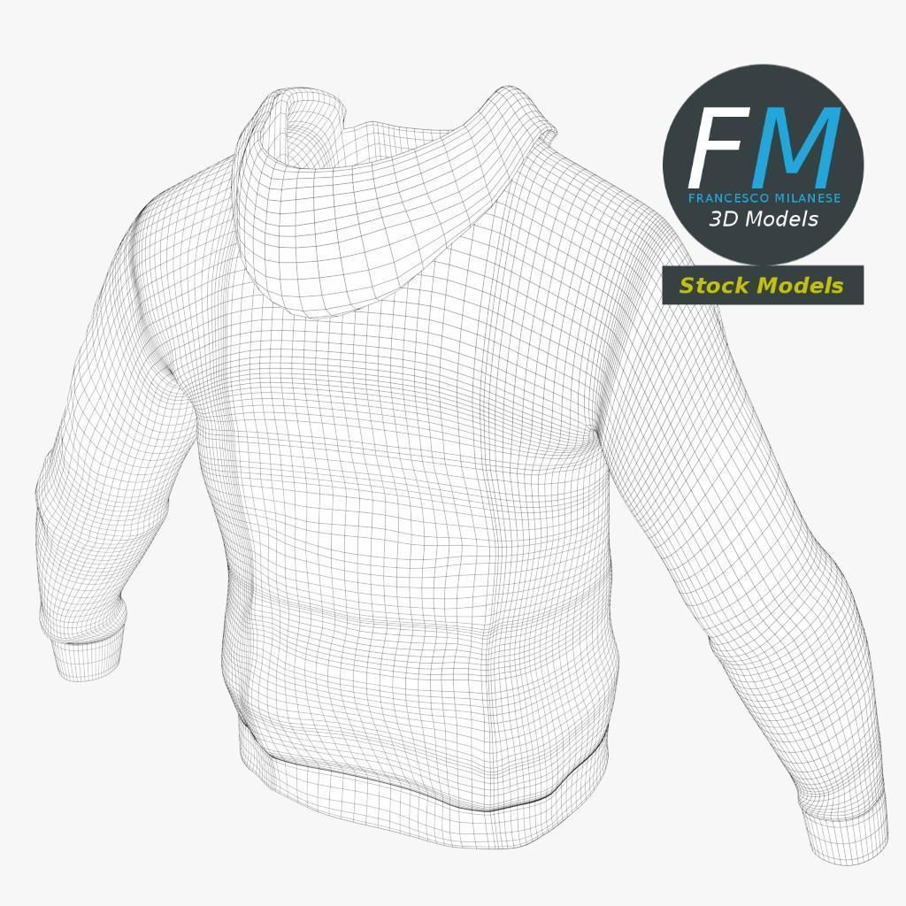 Hooded sweater sweatshirt 3D model_7