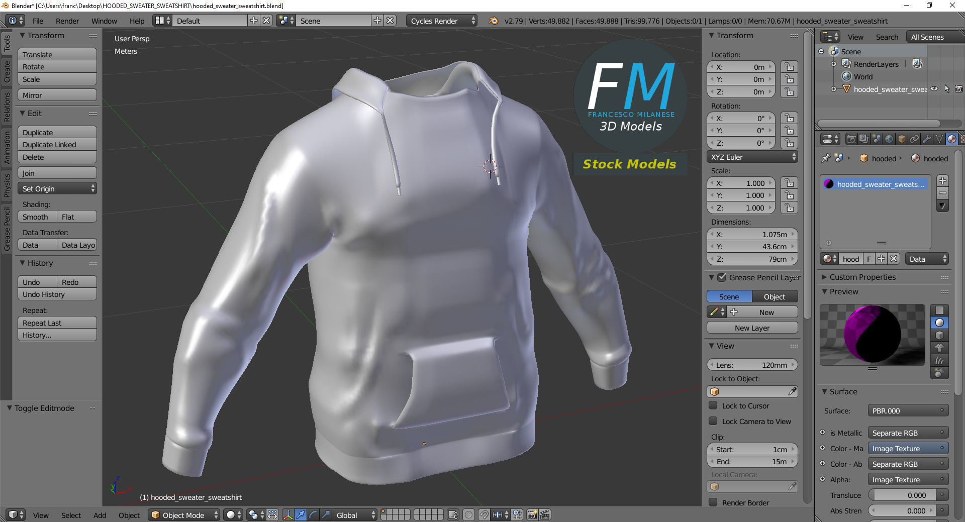 Hooded sweater sweatshirt 3D model_9