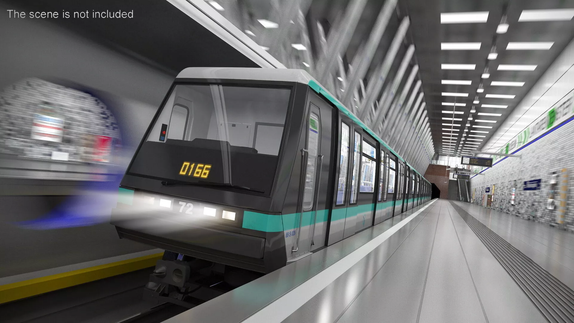 Modern Subway Train in Wilhelminaplein Subway Metro Station 3D model