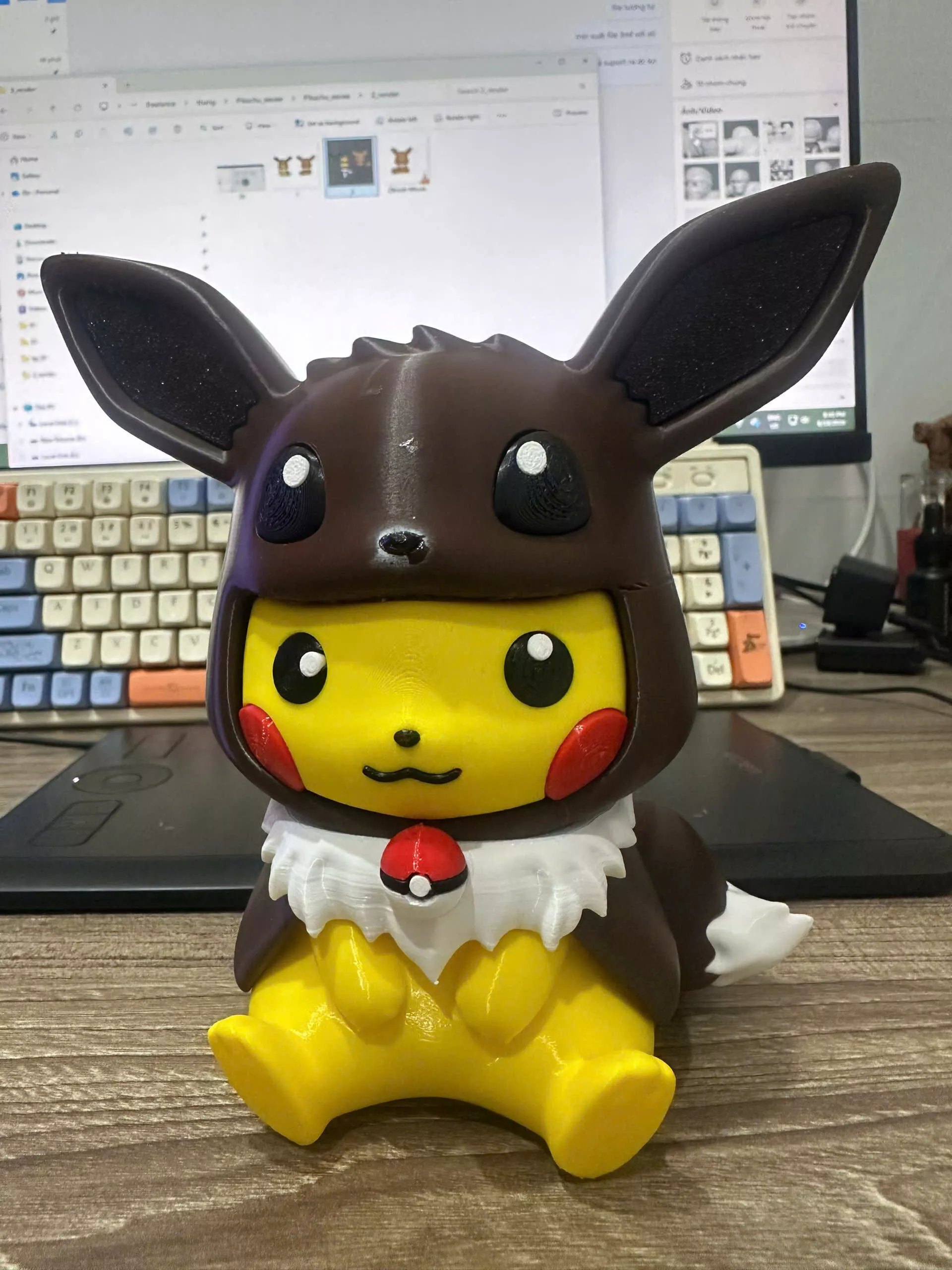 Pikachu Wearing Eevee Hoodie Ready to Print 3D print model
