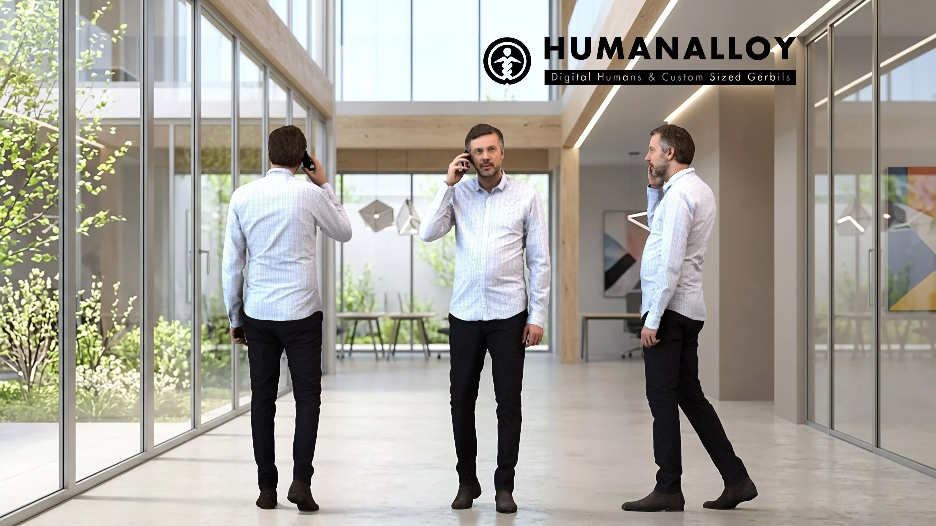 Adult Caucasian man walking while calling 3D model
