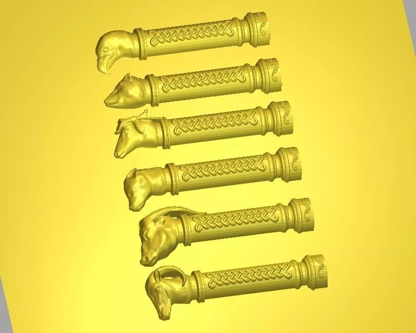 Animal Head Ornamental Handle Set STL 3D model
