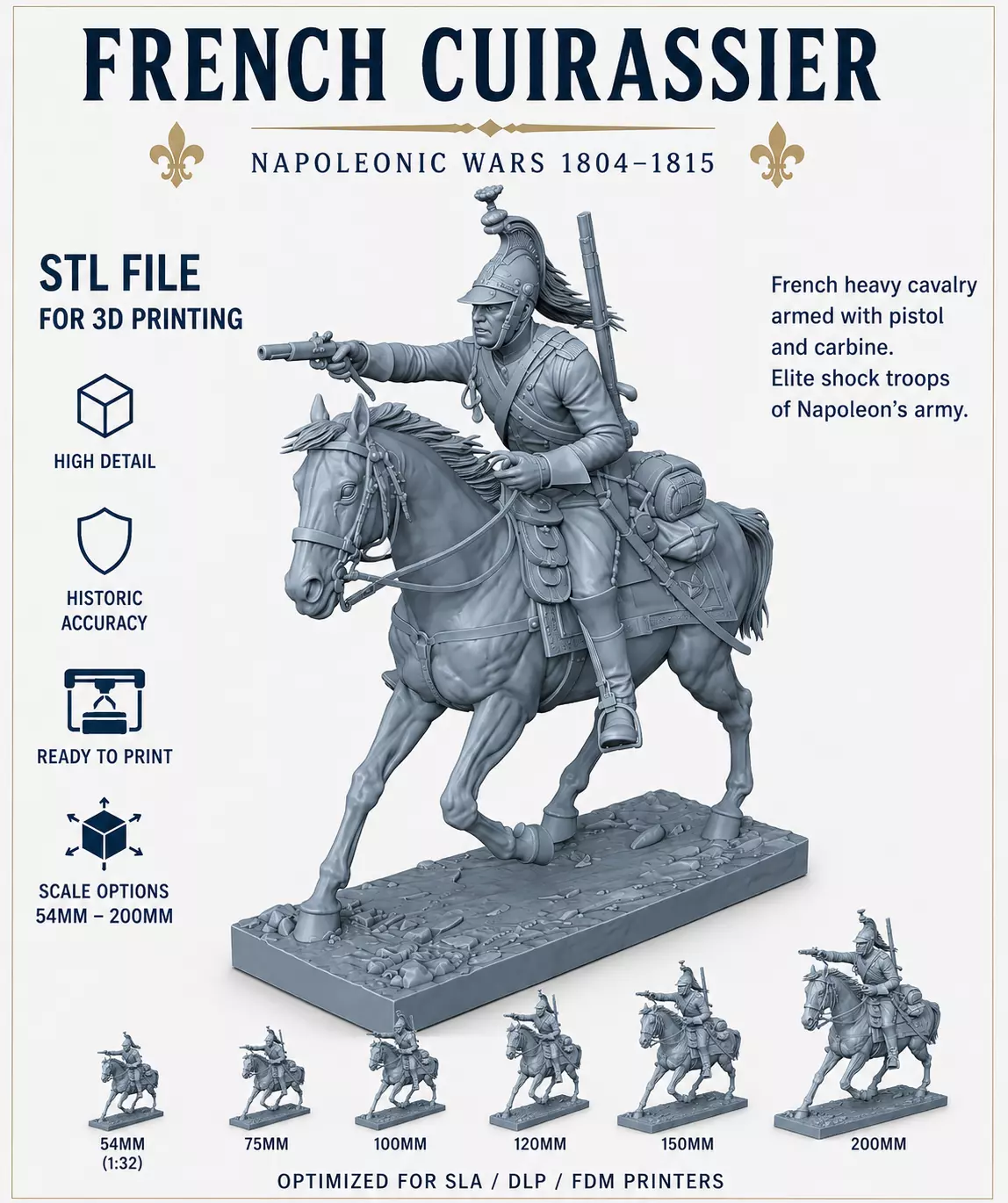French Cuirassier STL File 3D print model