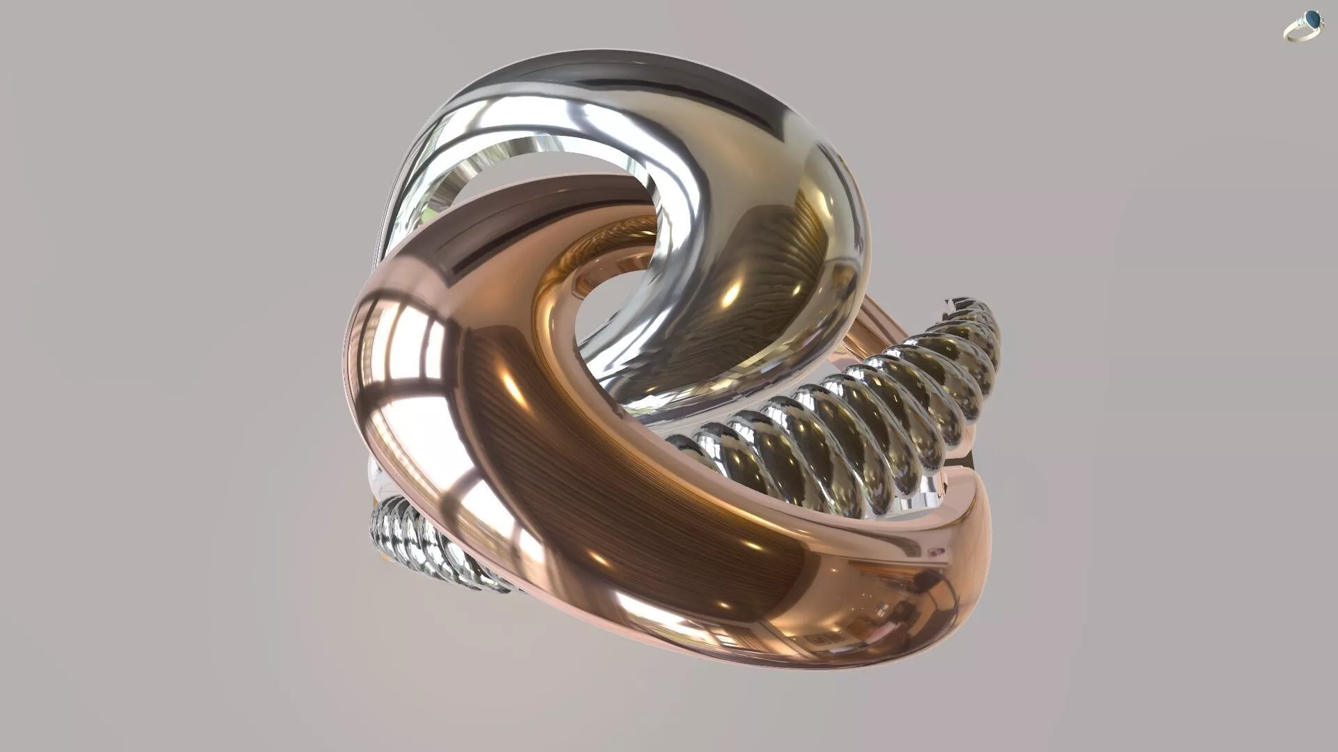 Interlocking Knot Ring 3D Model Twisted Spiral Gold Band 3D print model