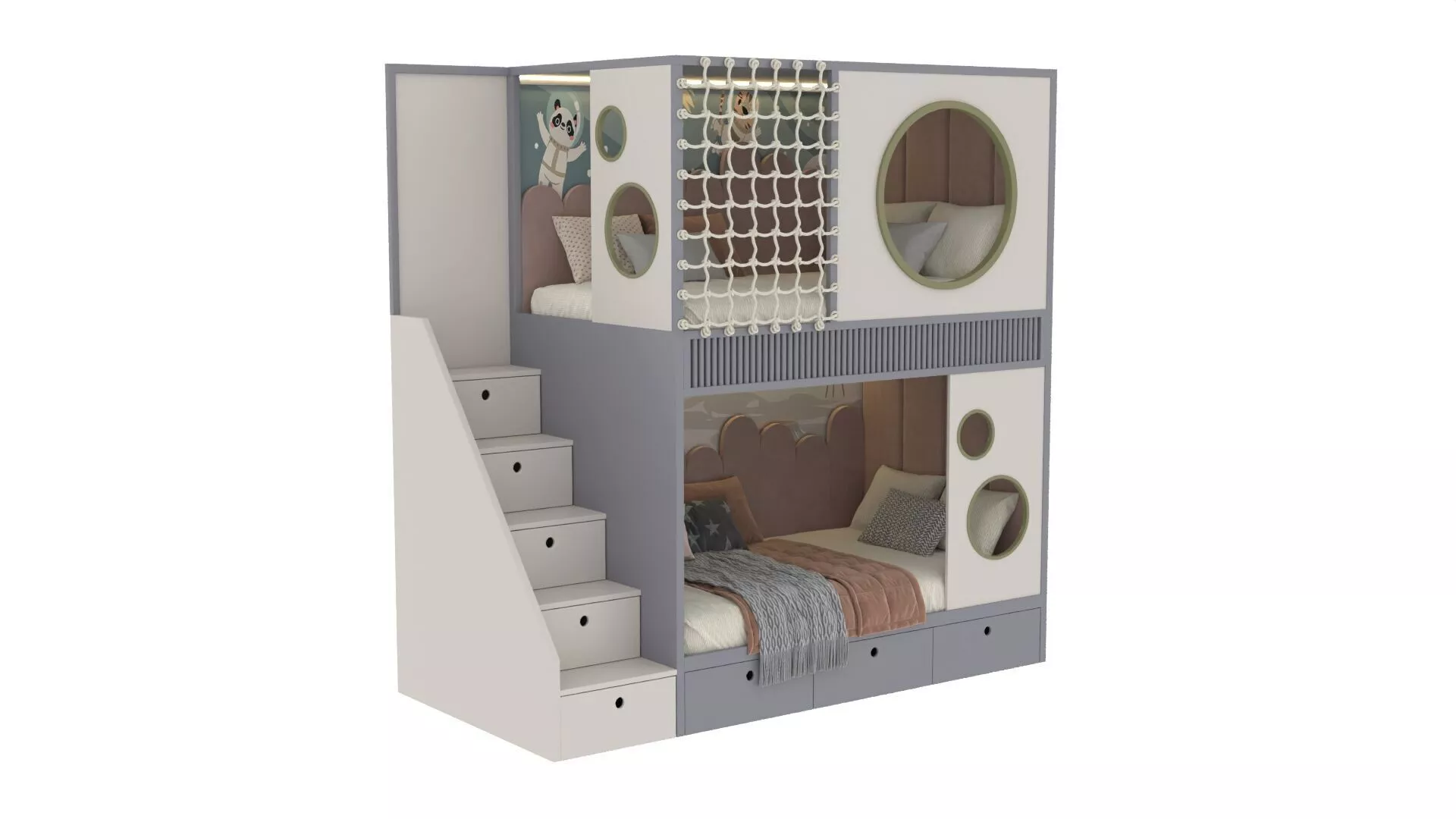 Two Level Bed for Kids 3D model