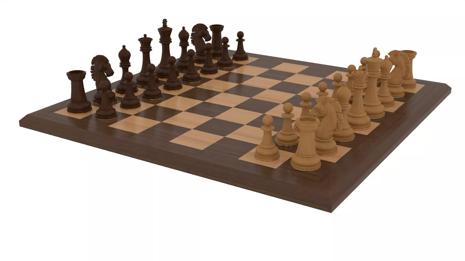 Wooden Chess Set 3D model