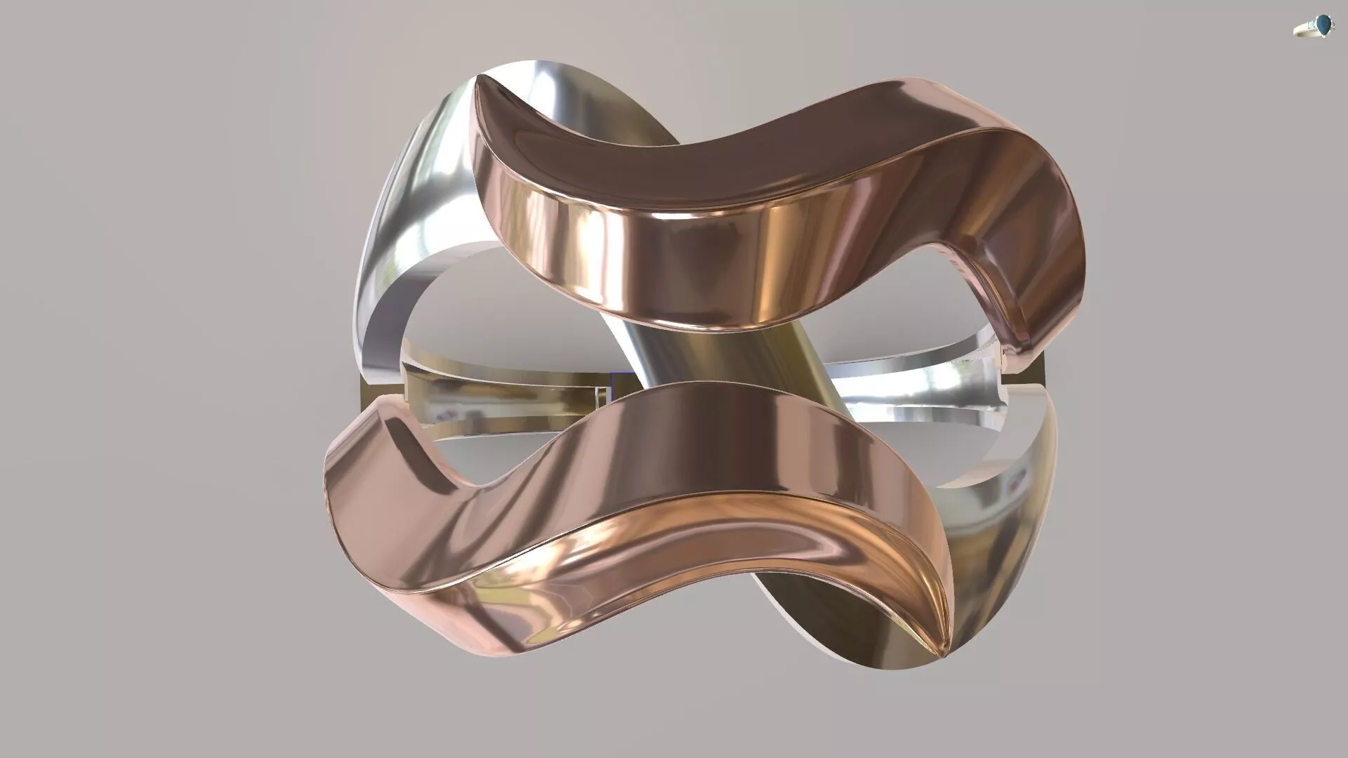 Fluid Wave Ring 3D Model Modern Interlocking Two Tone 3D print model