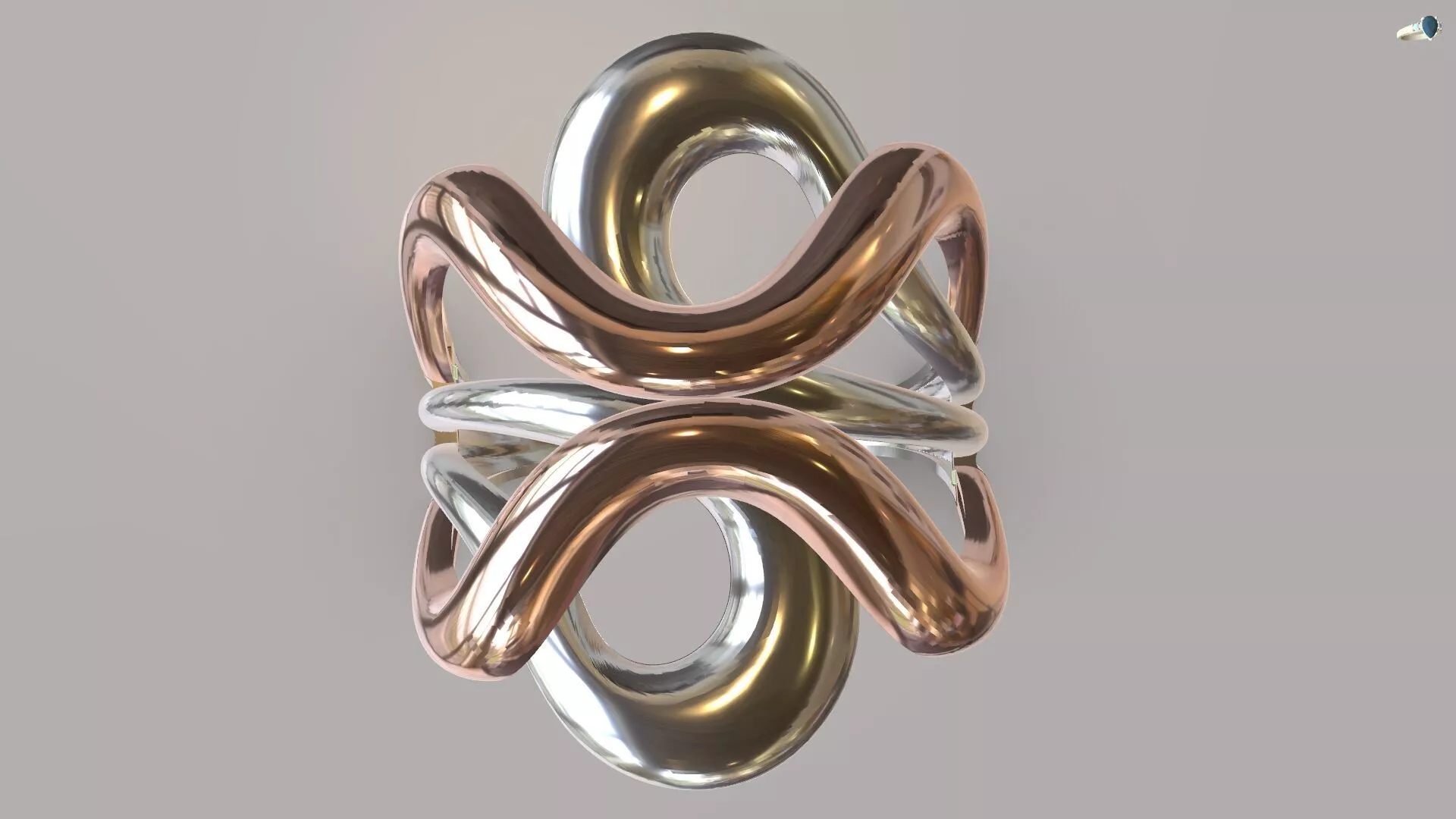 Infinity Knot Ring 3D Model Modern Interlocking Two Tone 3D print model