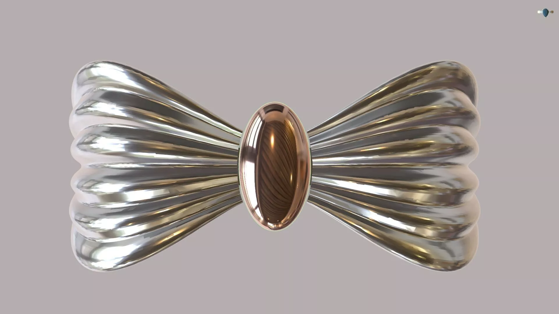 Modern Bow Tie Ring 3D Model Ribbed Two Tone Statement 3D print model