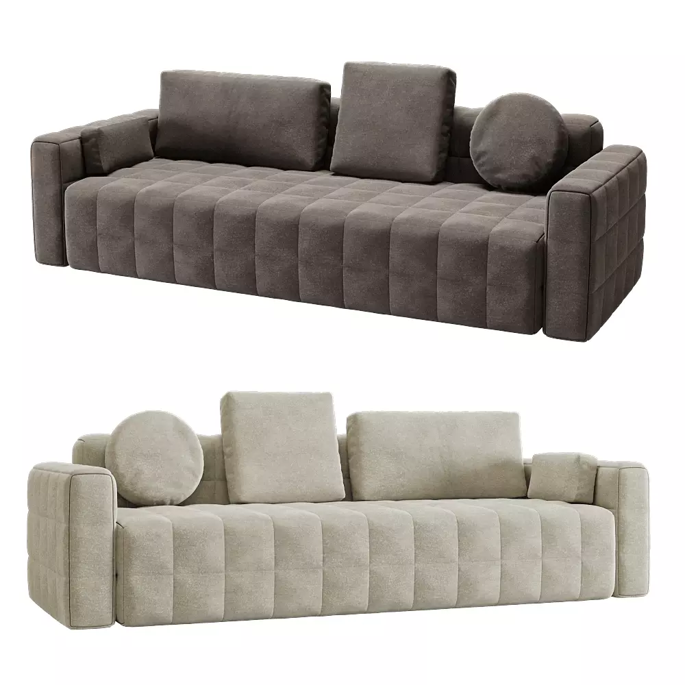 3 seater fixed sofa Block 1 Low-poly 3D model