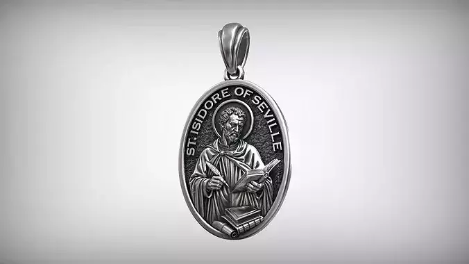 Saint Isidore of Seville Patron of Students and  Writers Medall