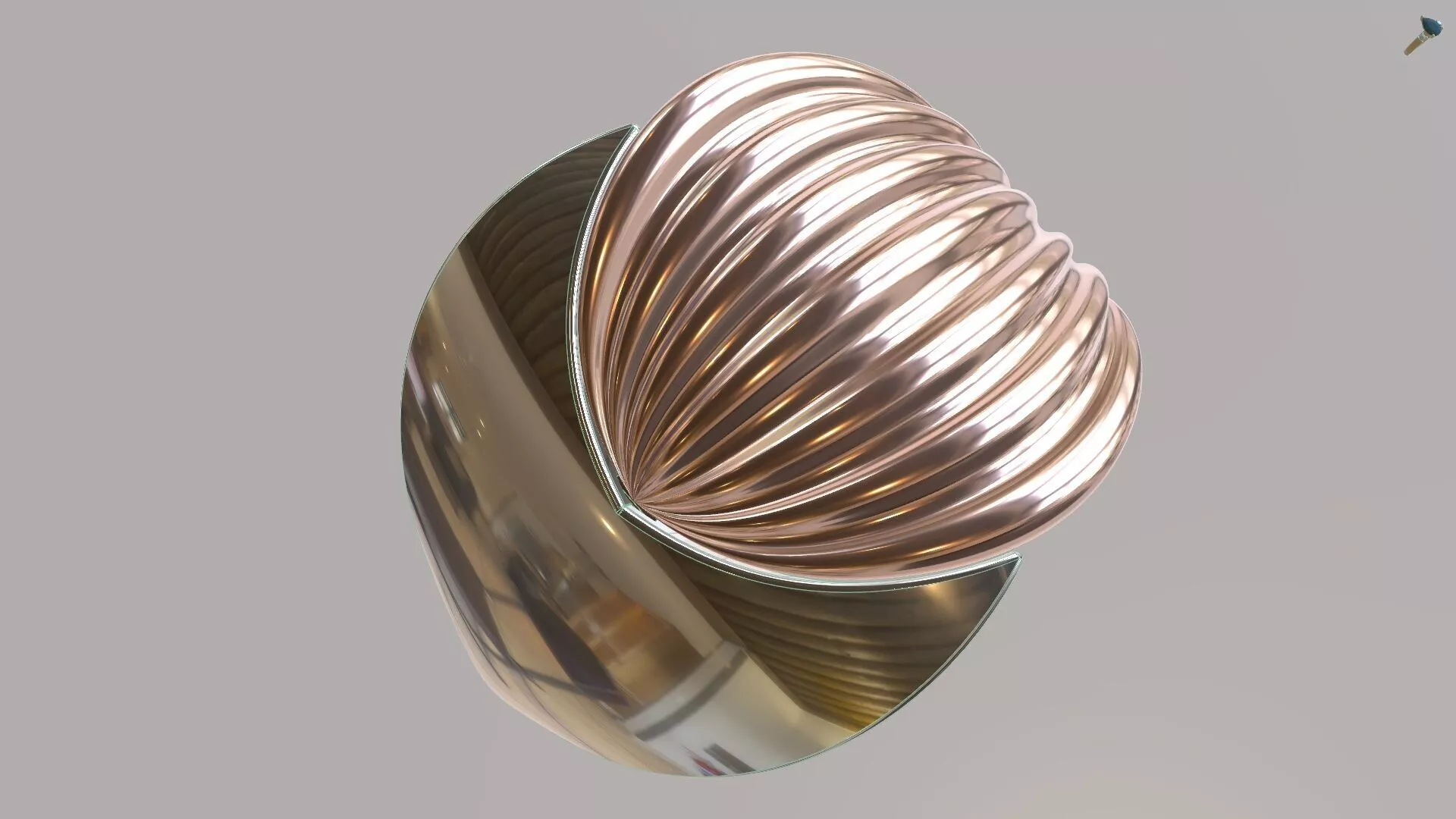 Fluted Dome Signet Ring 3D Model Modern Two Tone Band 3D print model