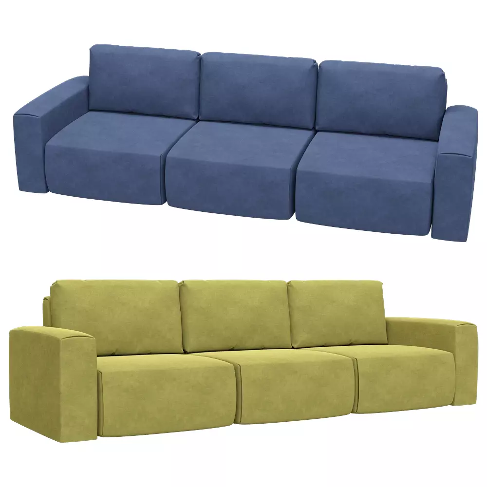 4-seater fixed sofa Aldo Low-poly 3D model