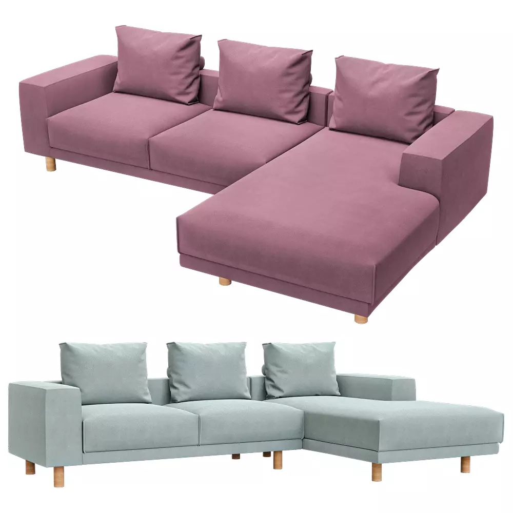 4-seater fixed sofa with a daybed Fran Low-poly 3D model