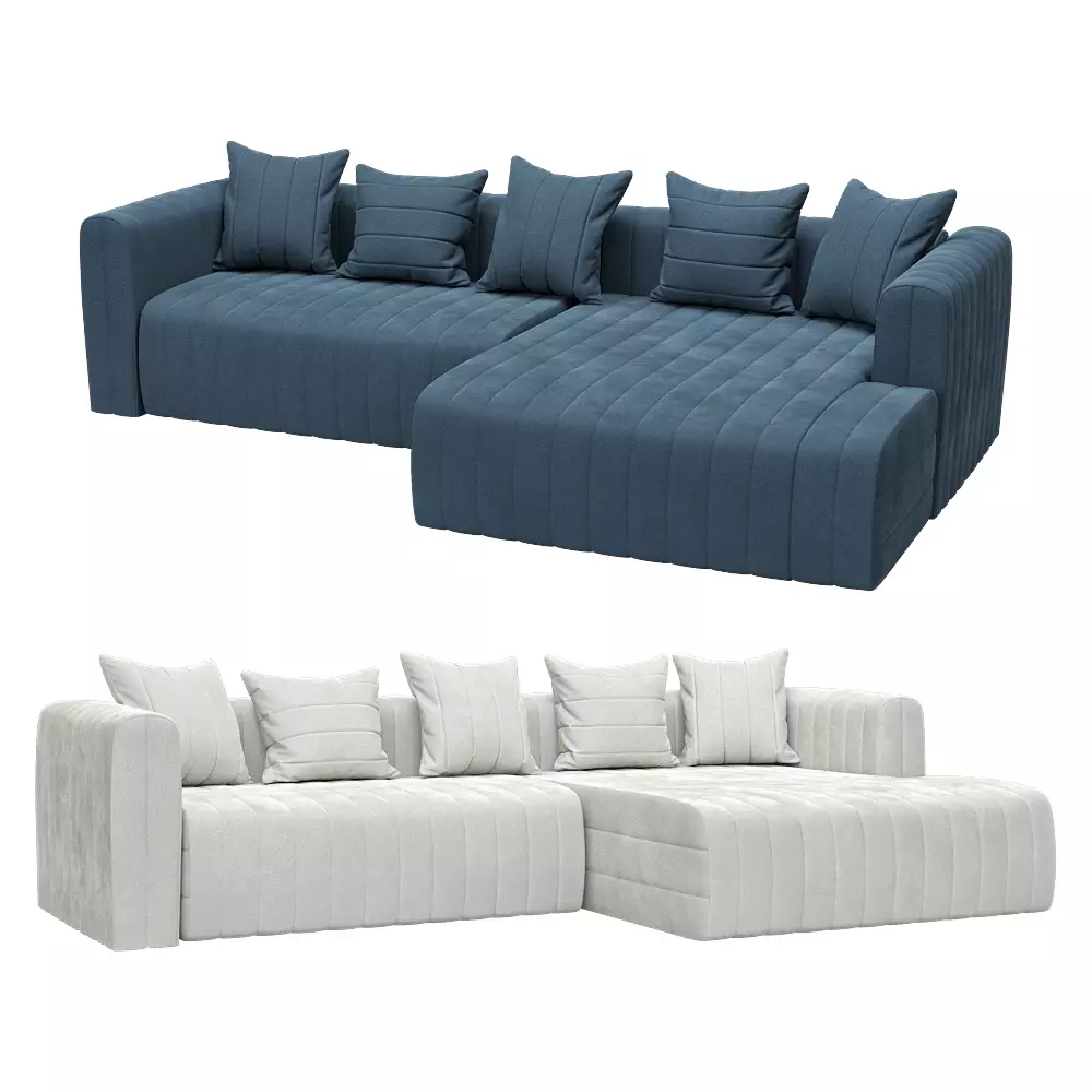 3-seater fixed sofa with a daybed Bardi Low-poly 3D model