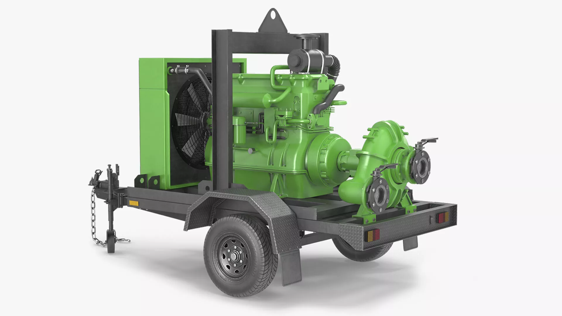 Industrial Water Transfer Pump Trailer Rigged 3D model