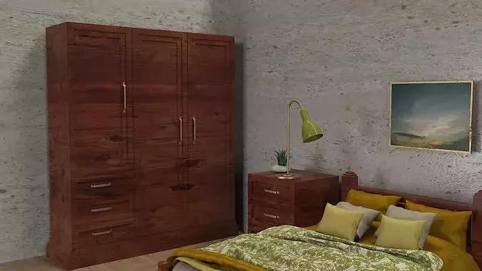 Traditional Bedroom Furniture Collection 3D model 7