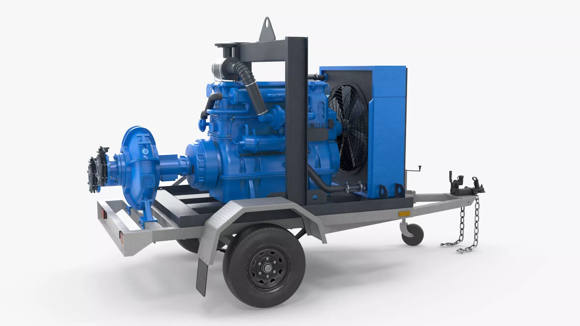 Diesel Engine Transfer Pump Trailer Rigged 3D model