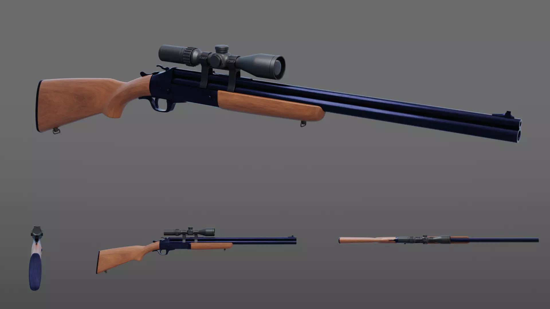 Combination Hunting Rifle - Over Under Gun with Scope 3D model