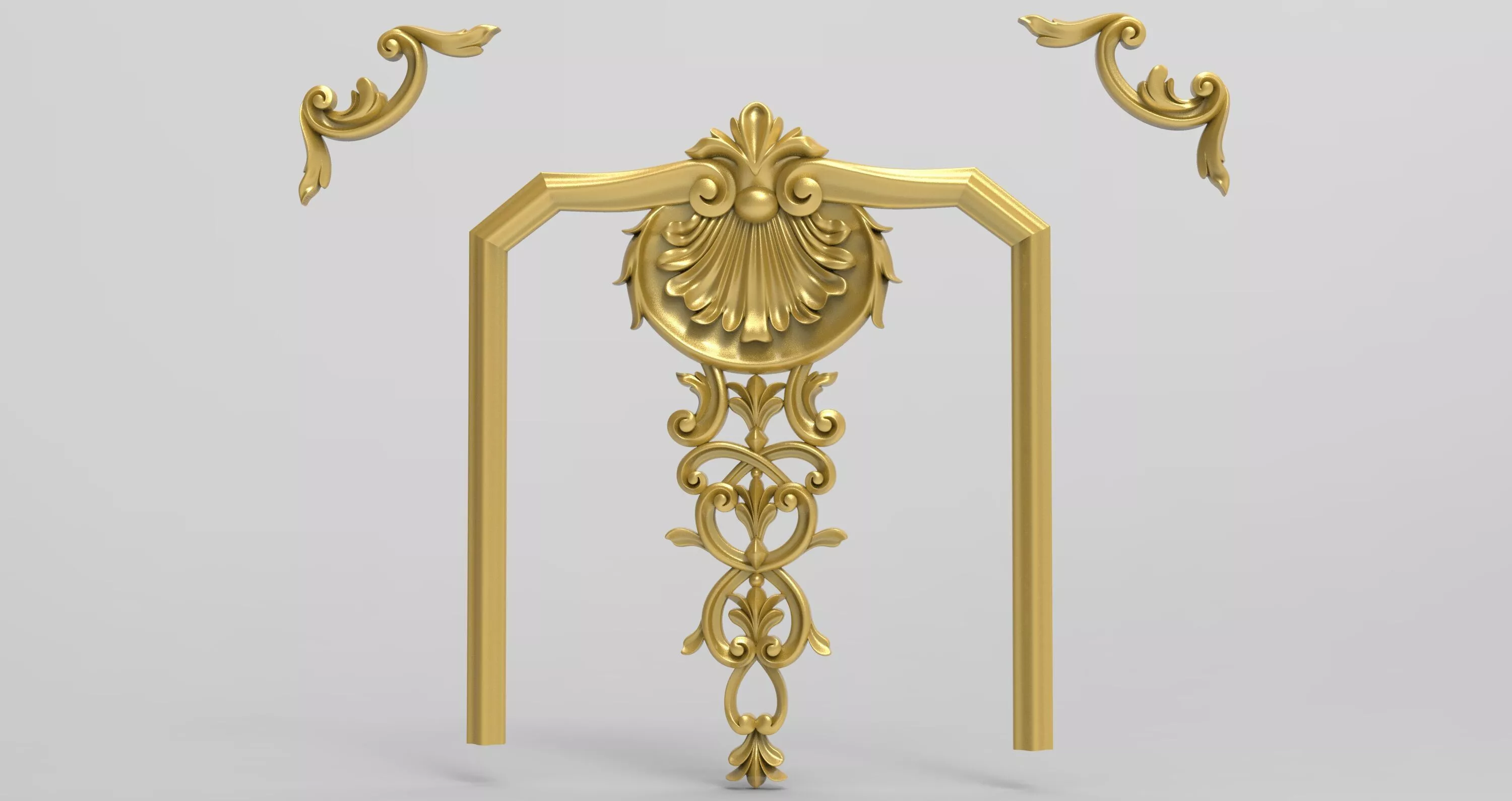 Classic Baroque Mirror Frame Crown Ornament Relief STL 3D model