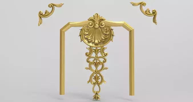 Classic Baroque Mirror Frame Crown Ornament Relief STL
