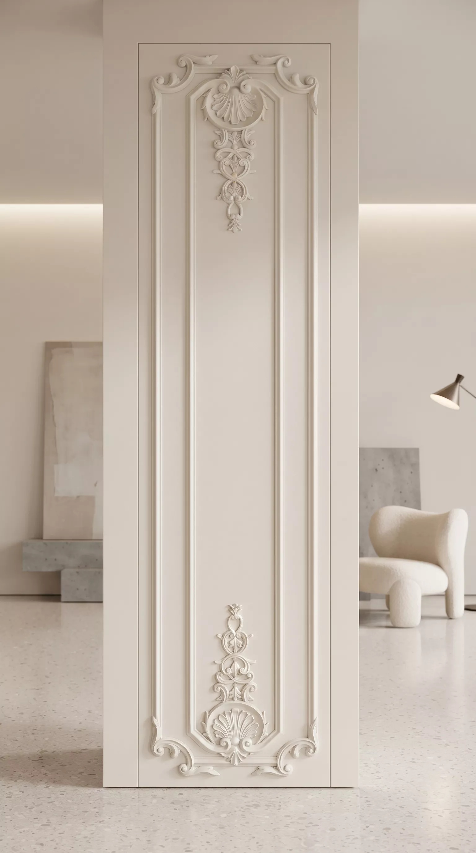 Classic Baroque Long Horizontal Wall Panel Relief STL 3D model