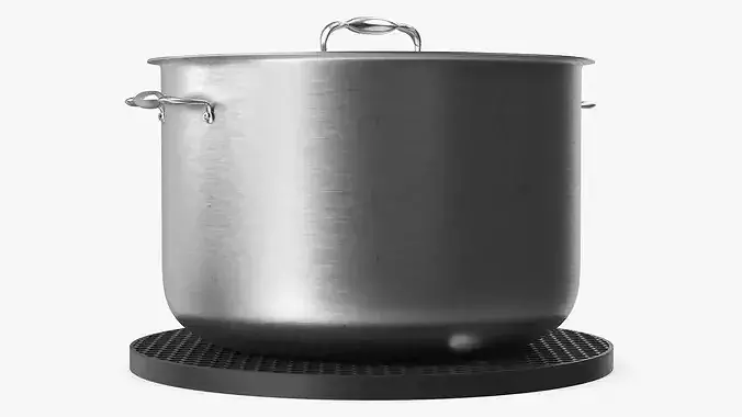 Stainless Steel Pot on Heat-Resistant Silicone Mat 3D model 7