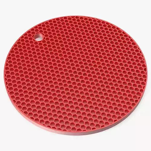 Hex Pattern Silicone Trivet Red 3D model