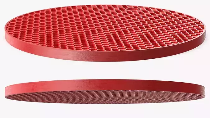 Hex Pattern Silicone Trivet Red 3D model 7