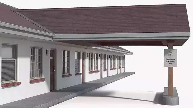 Roadside Motel Building 3D model 6