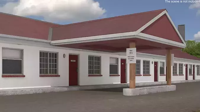 Roadside Motel Building 3D model 2