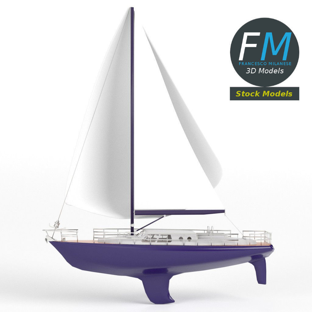 Regatta sailboat 3D model_3