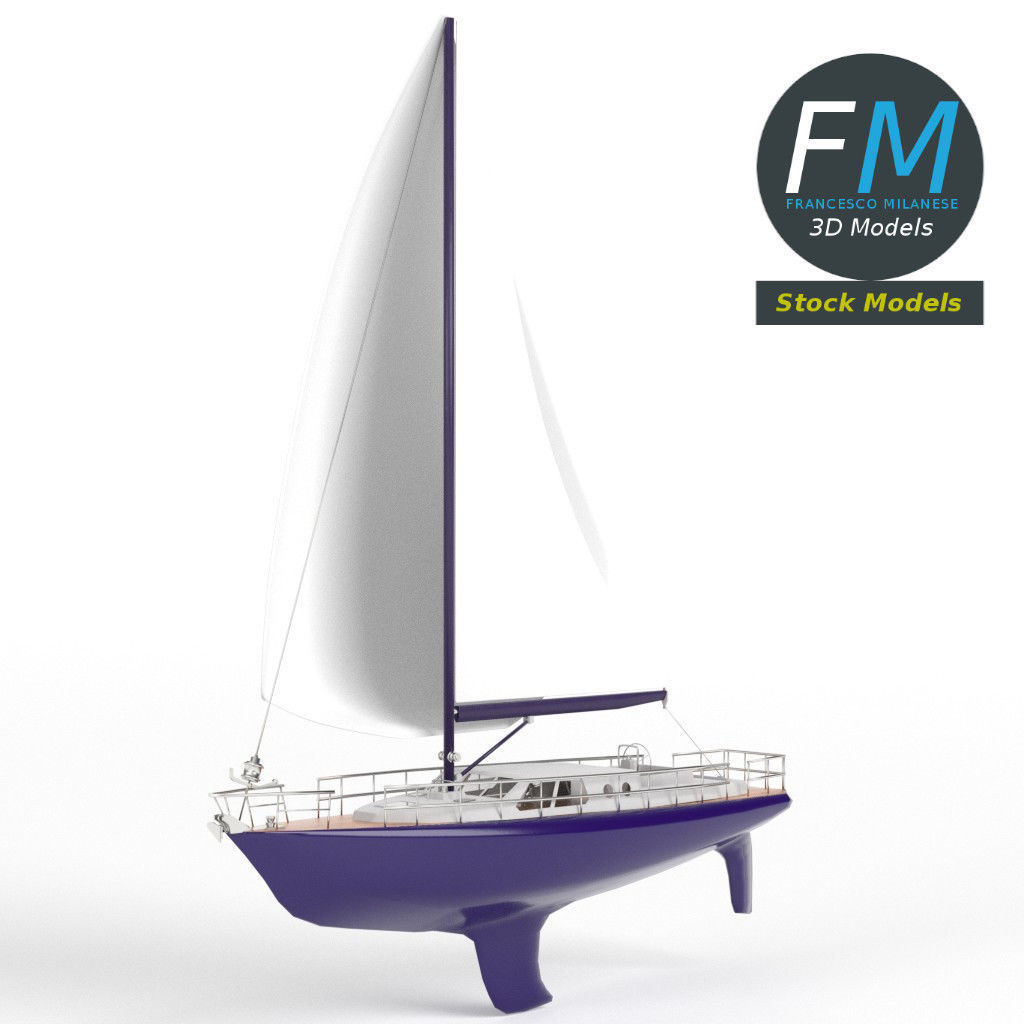 Regatta sailboat 3D model_5