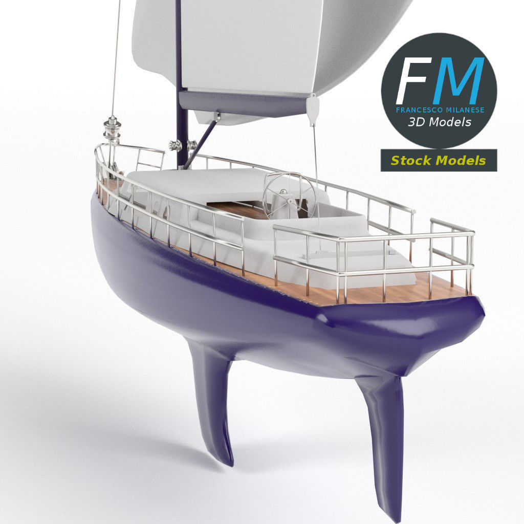 Regatta sailboat 3D model_4