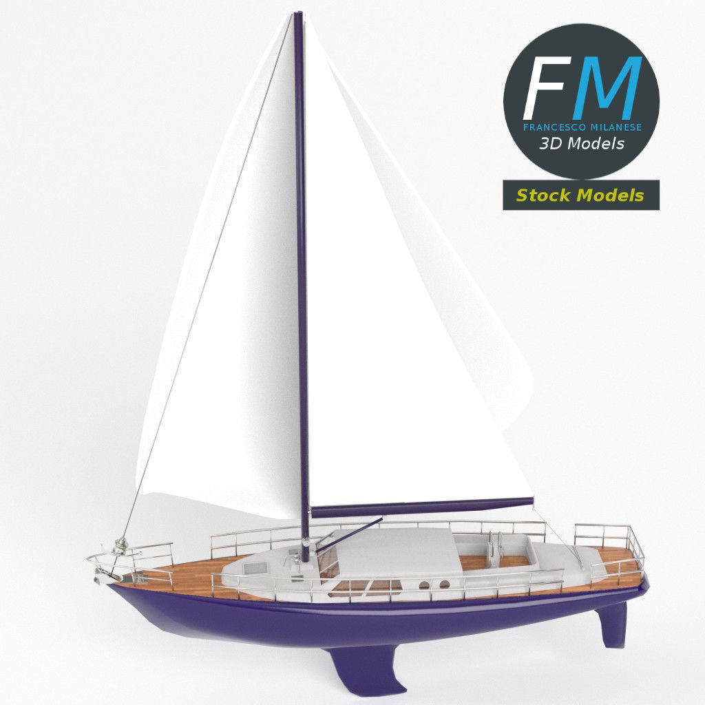 Regatta sailboat 3D model_2