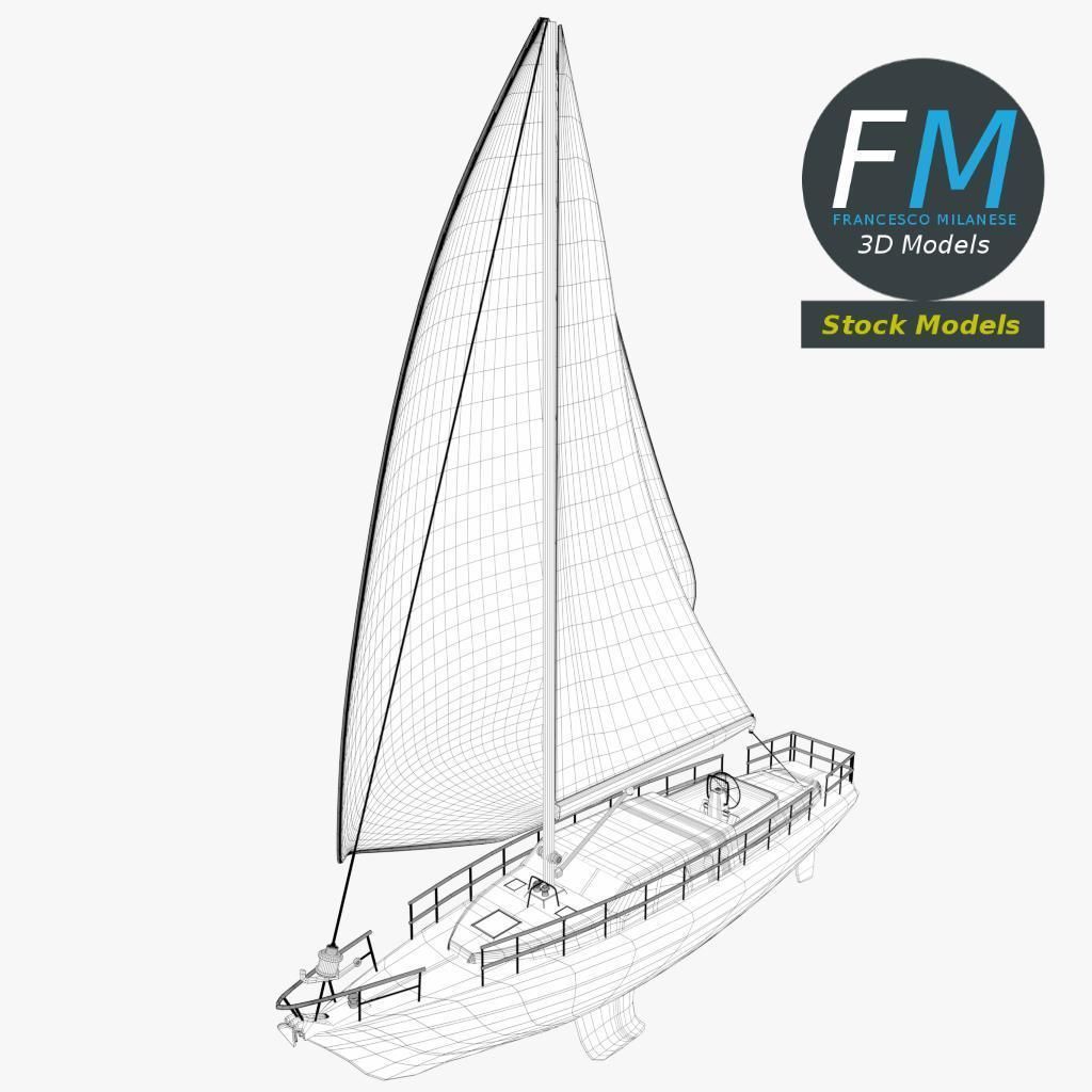 Regatta sailboat 3D model_7