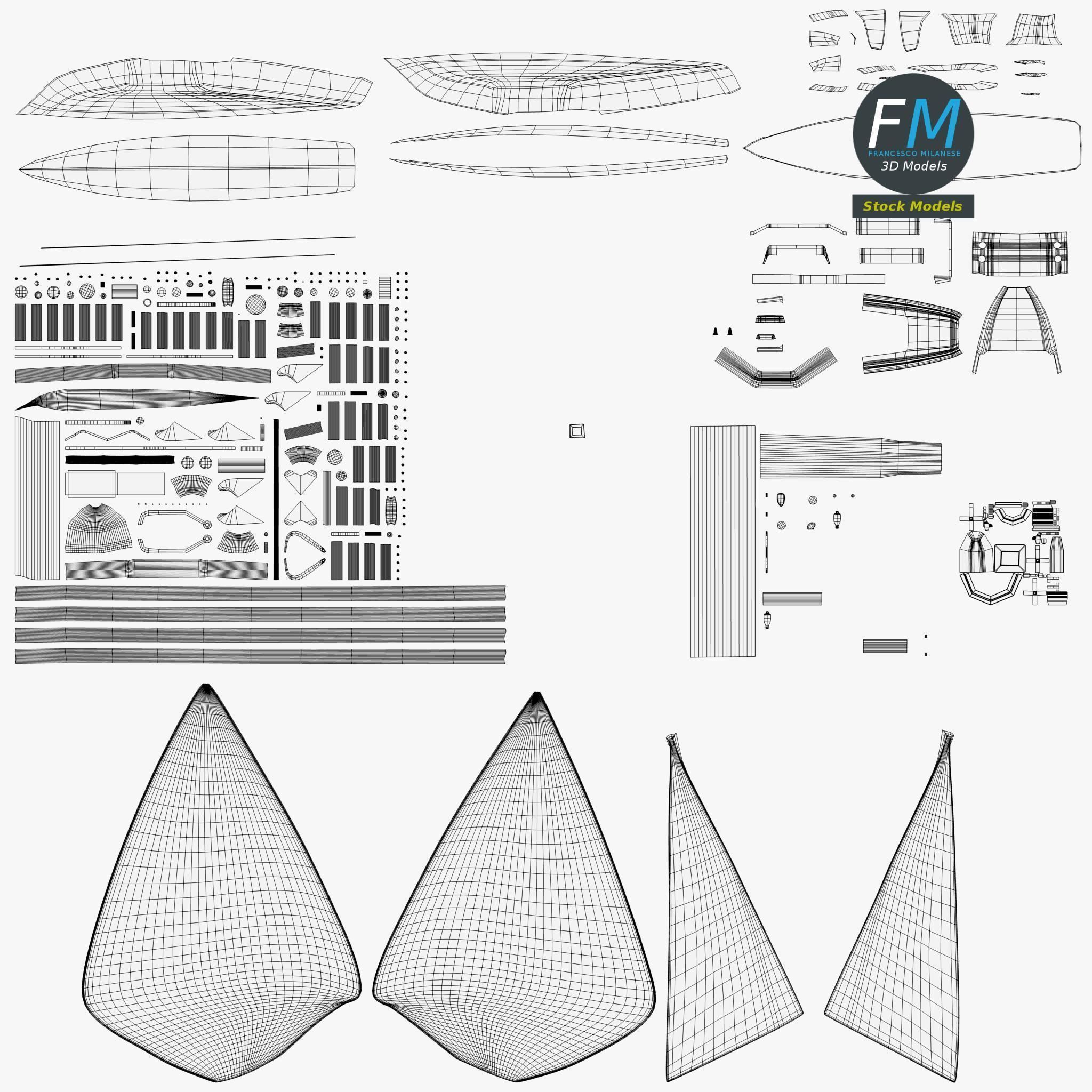 Regatta sailboat 3D model_12