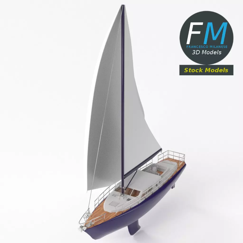 Regatta sailboat 3D model_0
