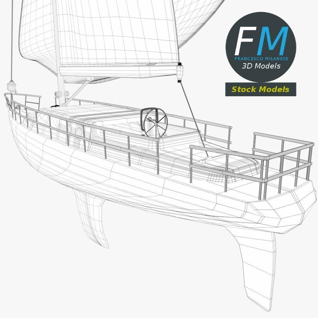 Regatta sailboat 3D model_8